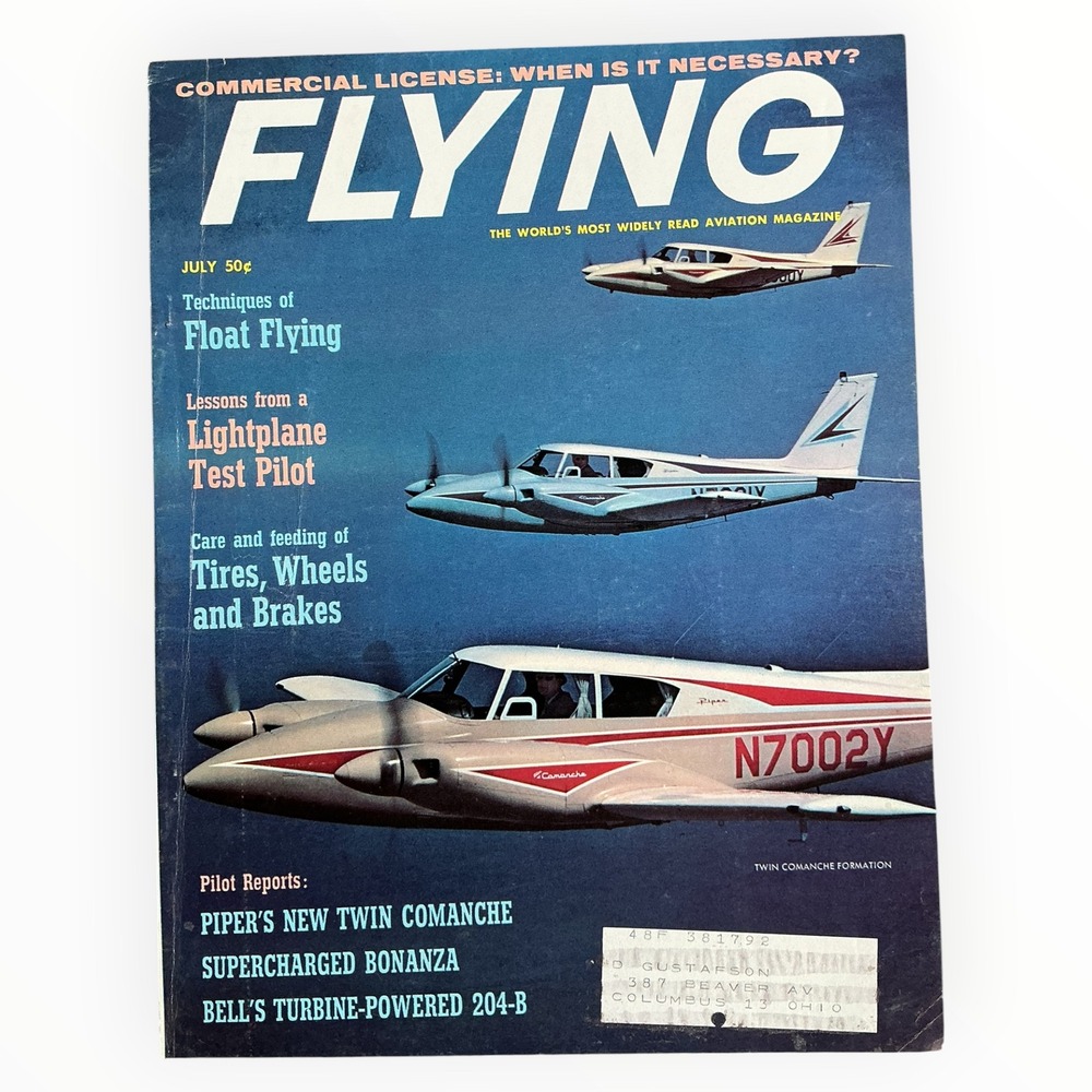 Flying Magazine July 1963 Piper Twin Comanche Richard Bach Test Pilot Report